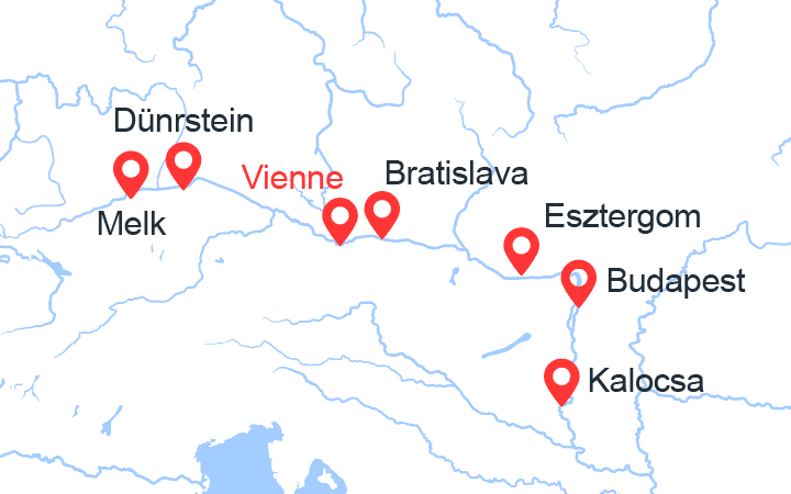 Carte itinéraire croisière Croisière et randonnées au fil du Danube (WBB_RANPP)