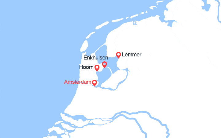 Carte itinéraire croisière Croisière sur l'IJsselmeer, la perle de la Hollande (AIJ_PP)