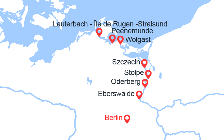 Carte itinéraire croisière De la capitale allemande à la mer baltique (BSU_PP)