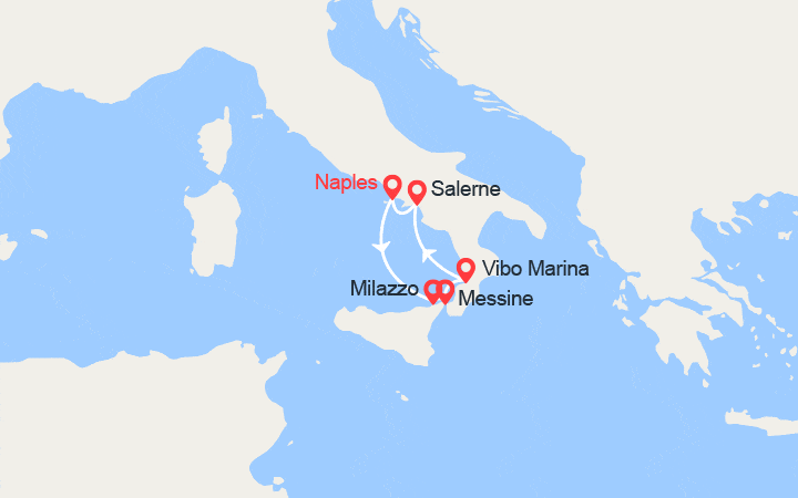 Carte itinéraire croisière Dolce vita en croisière le long des côtes italiennes (NAP_PP)