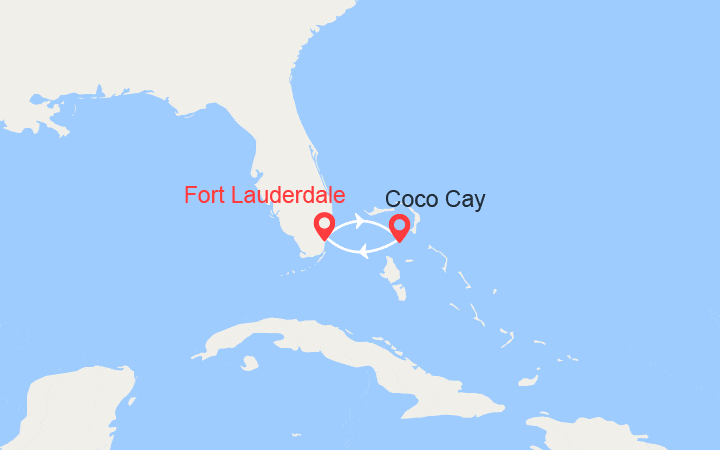 Carte itinéraire croisière Escapade à CocoCay