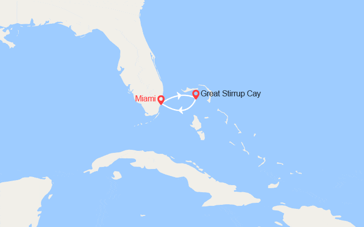 Carte itinéraire croisière Escapade à Great Stirrup Cay