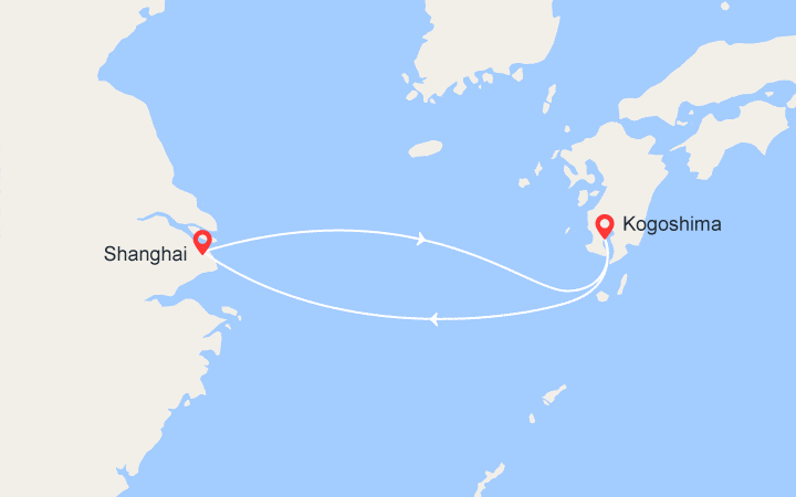 Carte itinéraire croisière Escapade au Japon