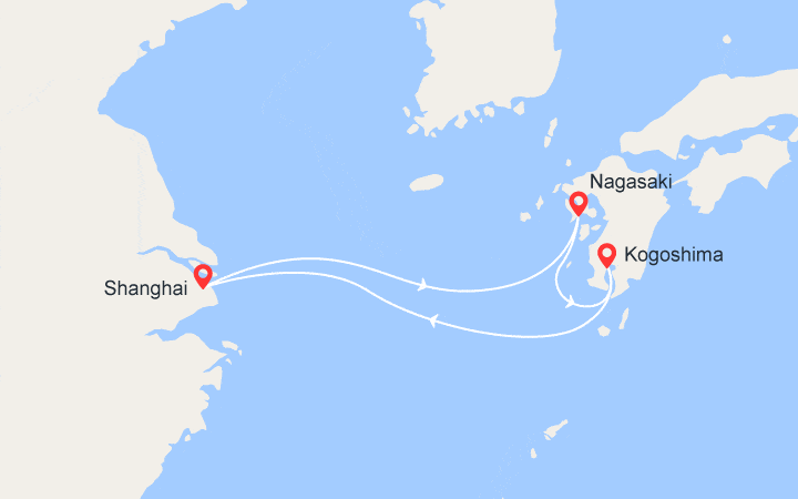 Carte itinéraire croisière Escapade au Japon