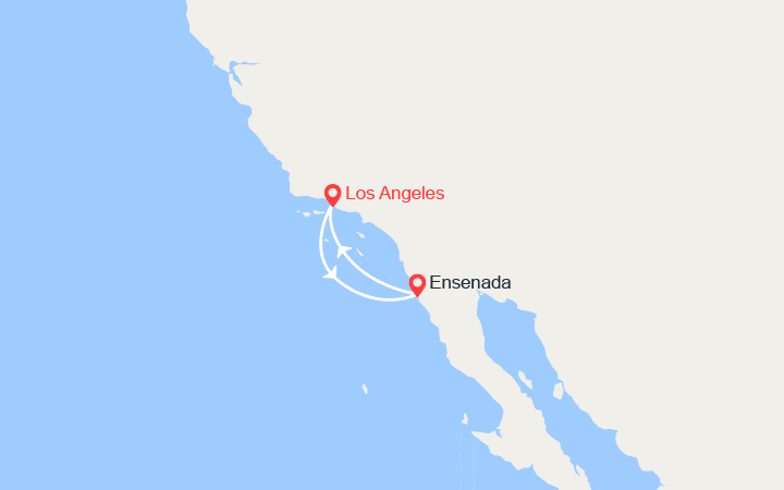 Carte itinéraire croisière Escapade au Mexique : Ensenada