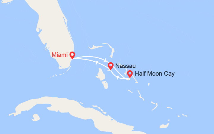 Carte itinéraire croisière Escapade aux Bahamas