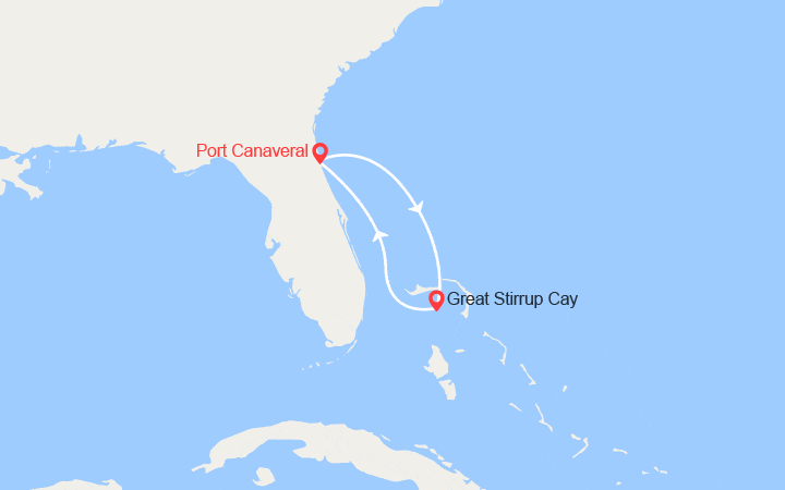 Carte itinéraire croisière Escapade aux Bahamas
