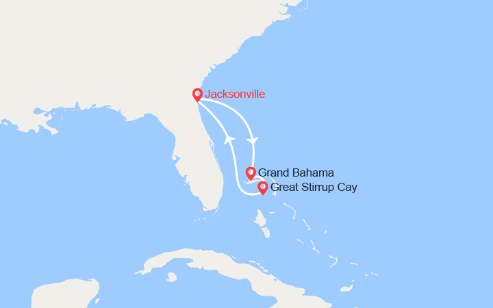 Carte itinéraire croisière Escapade aux Bahamas : Grand Bahama, Great Stirrup Cay