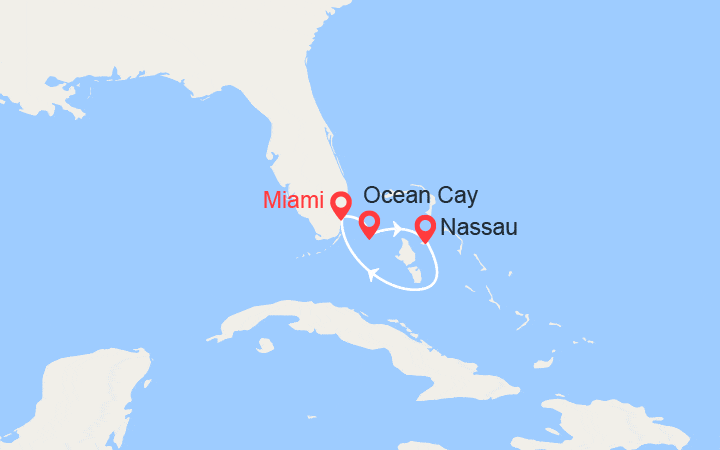 Carte itinéraire croisière Escapade aux Bahamas : Ocean Cay, Nassau