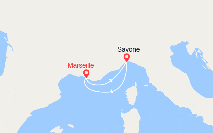 Carte itinéraire croisière Escapade en Méditerranée : Italie
