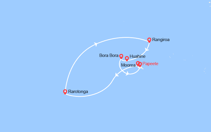 Carte itinéraire croisière Escapade en Polynésie
