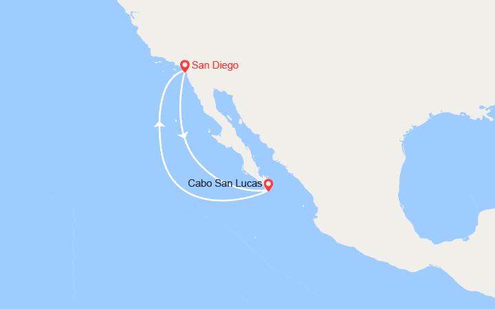 Carte itinéraire croisière États-Unis, Mexique