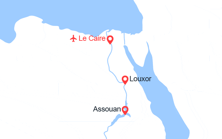 Carte itinéraire croisière Flânerie sur le Nil et découverte du Caire