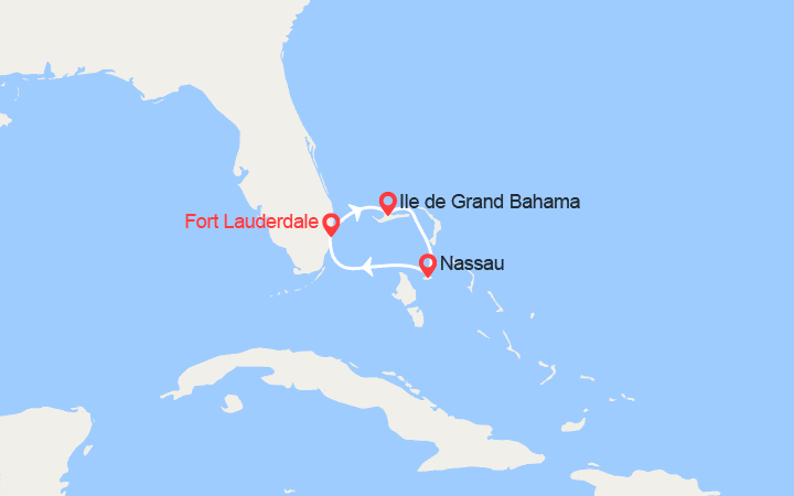 Carte itinéraire croisière Grand Bahama et Nassau