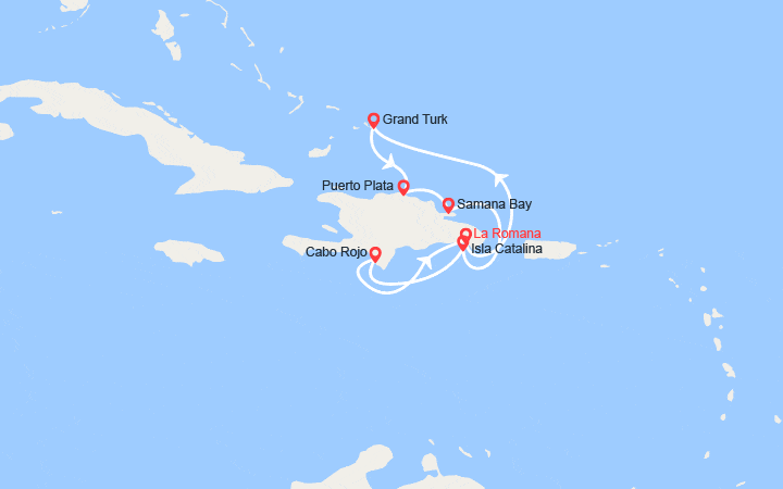 Carte itinéraire croisière Grand Turk, Rép. Dominicaine