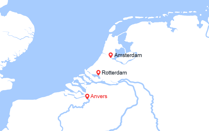 Carte itinéraire croisière La Hollande, pays des tulipes (ANV_PP)