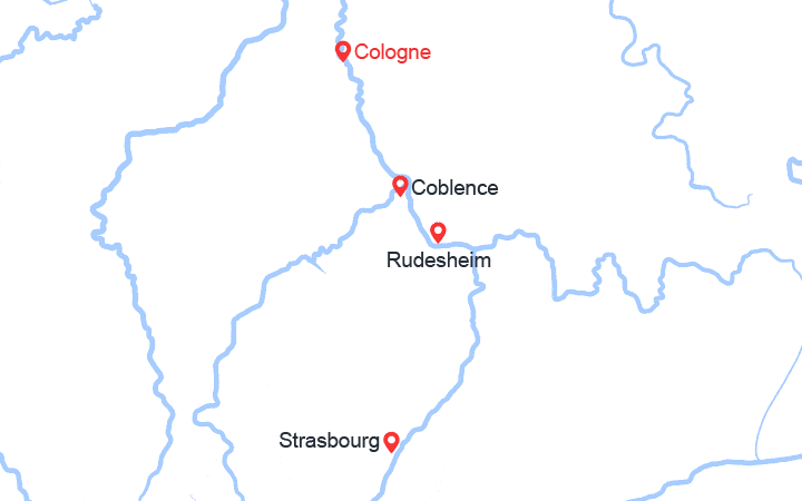 Carte itinéraire croisière La magie des marchés de Noël sur le Rhin (KLS_PP)