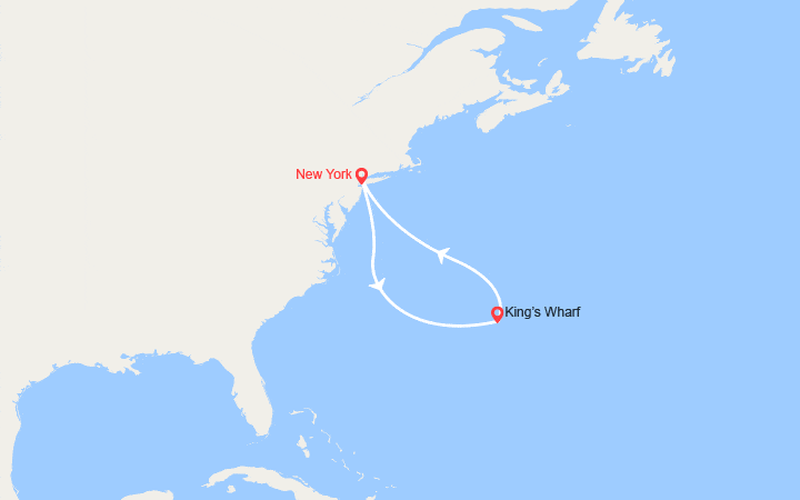 Carte itinéraire croisière Les Bermudes depuis New York