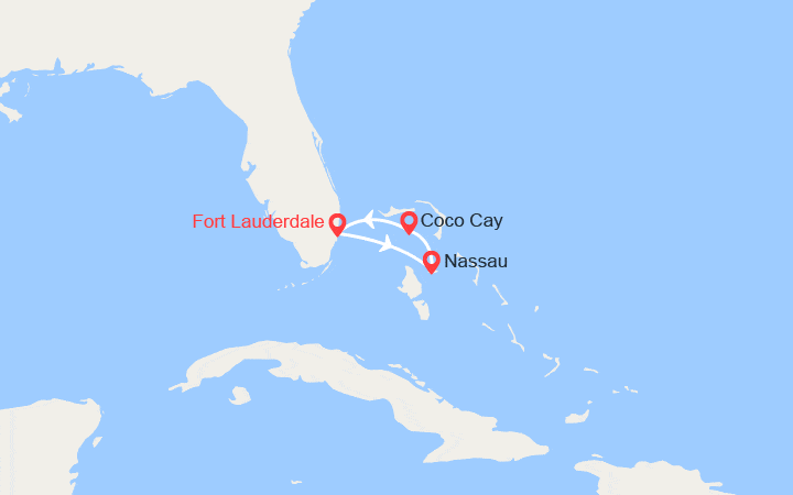 Carte itinéraire croisière Nassau et CocoCay