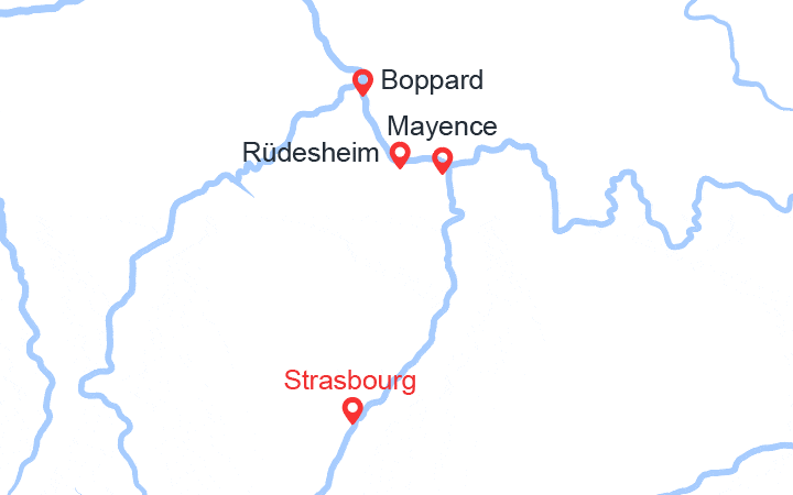 Carte itinéraire croisière Noël dans la vallée du Rhin Romantique (NOW_PP)
