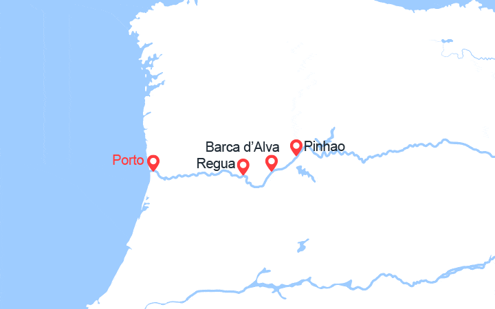 Carte itinéraire croisière Porto et la vallée du Douro