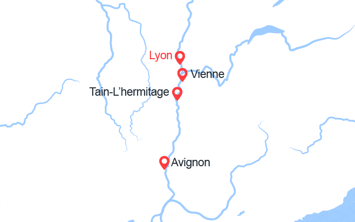 Carte itinéraire croisière Réveillon provençal dans la vallée du Rhone (LNA_PP)