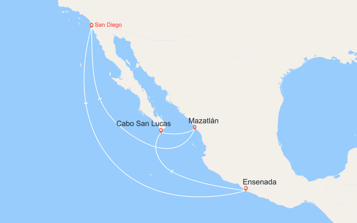Carte itinéraire croisière Riviera Mexicaine