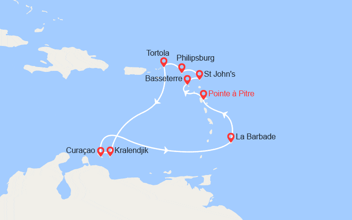 Carte itinéraire croisière Rythmes et saveurs créoles