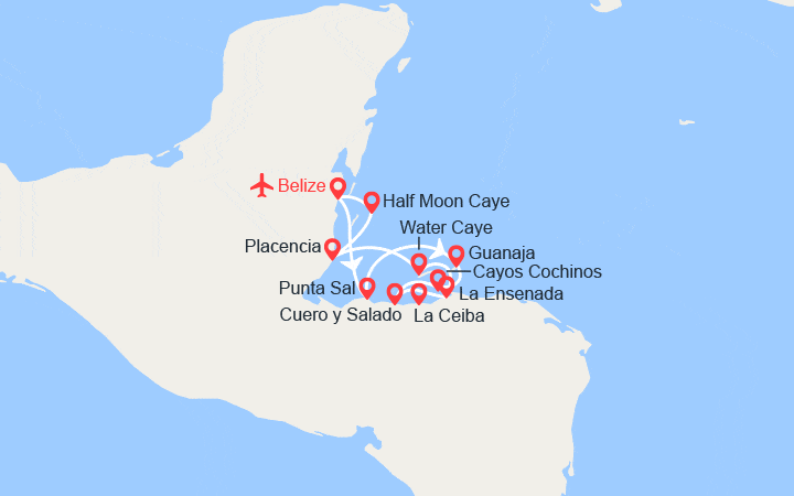 Carte itinéraire croisière Sanctuaires naturels et rencontres caribéennes