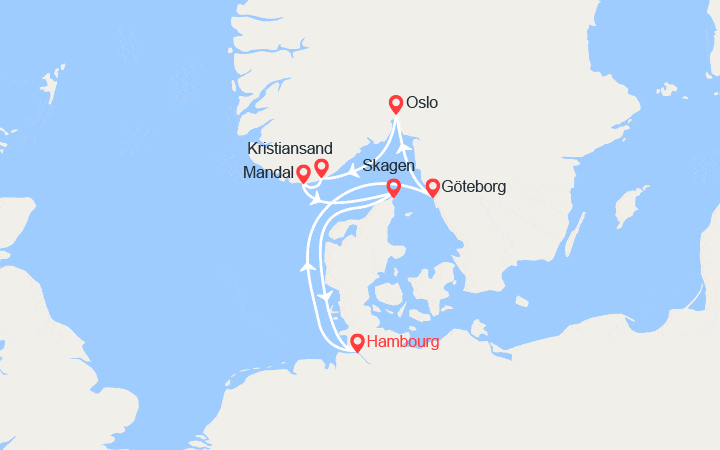 Carte itinéraire croisière Scandinavie intensive