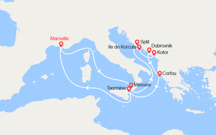 Carte itinéraire croisière Splendeurs de l'Adriatique
